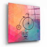 Retro Bicycle Glass Wall Art.